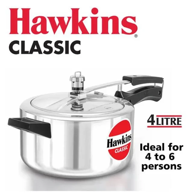 Hawkins Classic Aluminium Inner Lid Pressure Cooker - With Handle, Silver, CL40, 4 l-2.webp